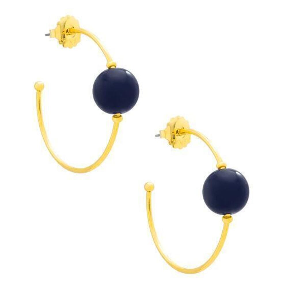 Zenzii Resin bead open hoop earrings - Navy